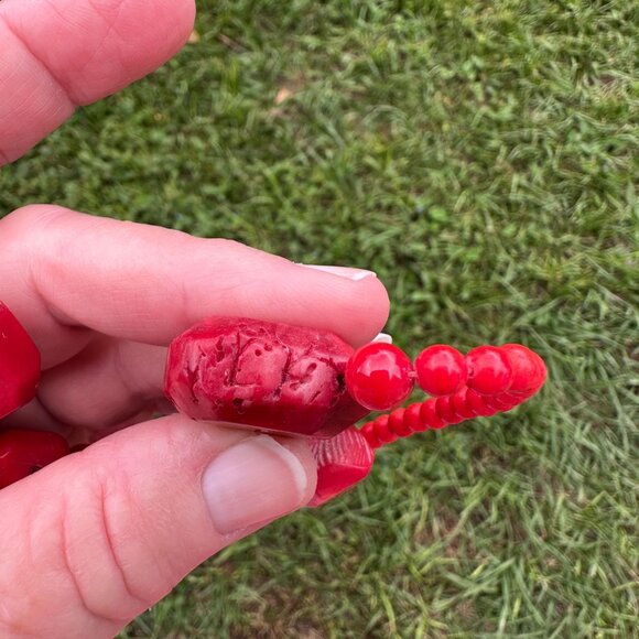 Bamboo Coral Necklace Red Beads - Picture 7 of 13